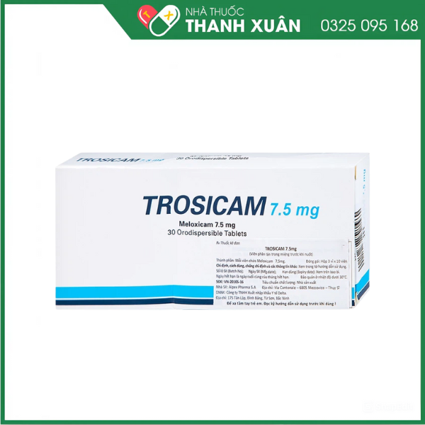Thuốc Trosicam 7.5 kháng viêm, giảm đau cơ xương khớp